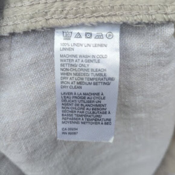 SAKS FIFTH AVENUE | 100% Linen Beige Khaki 7" Inseam Summer Resort Wear Shorts S - Picture 8 of 9
